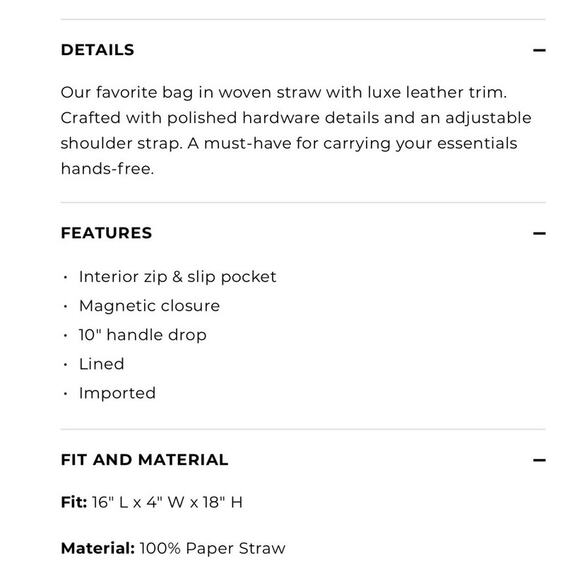 Talbots Leather Trim Straw Hobo Bag, Natural/Havana Tan, NWOT - Picture 9 of 10